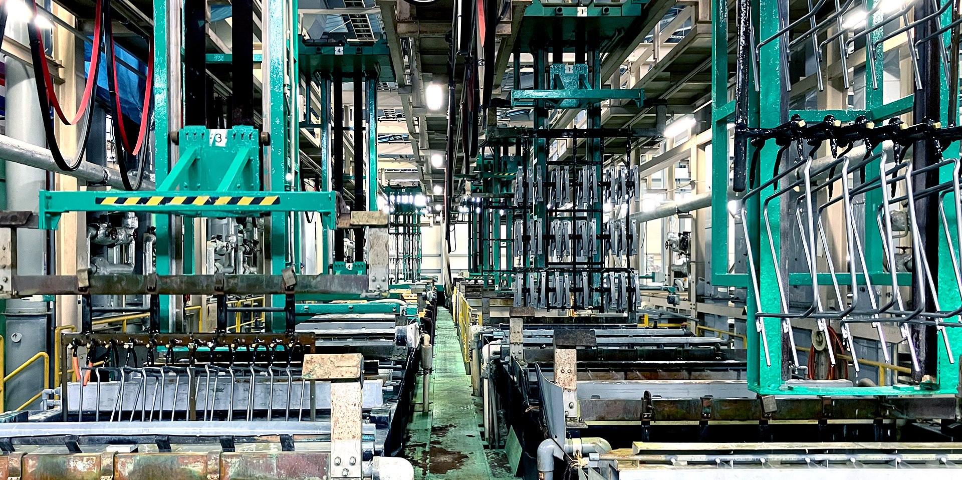 Large-scale factory interior showing manufacturing processes
