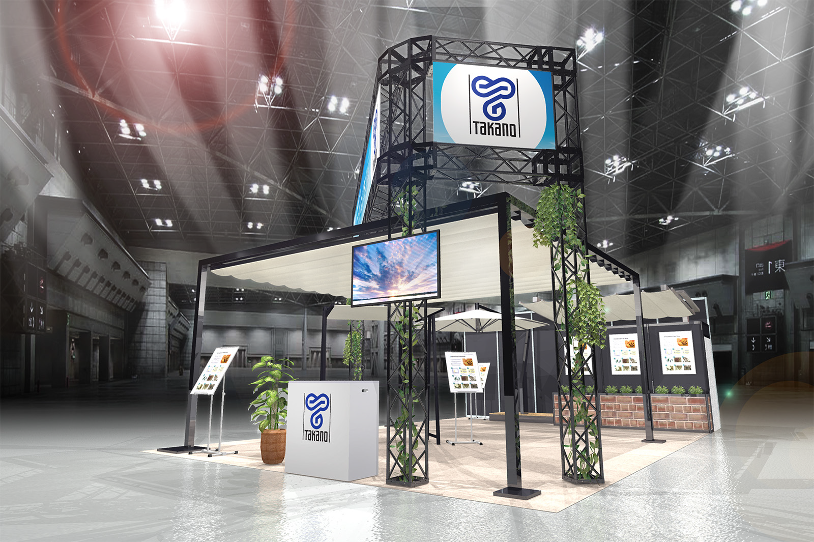 5m×5mの大型自立型オーニングのコンセプトモデル 展示ブースイメージ