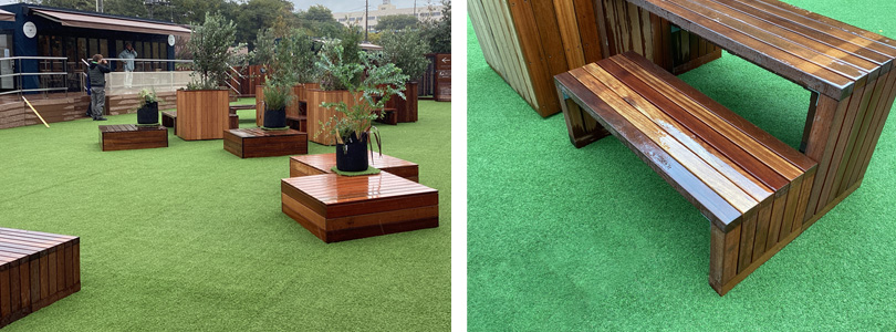 商業施設ベンチでの使用例：交換前