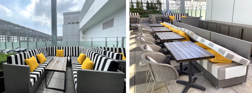 レストランテラス席での使用例：交換前