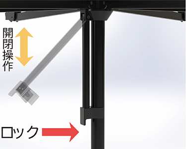 低価格パラソル：ノバ、ワンタッチ簡単開閉の様子